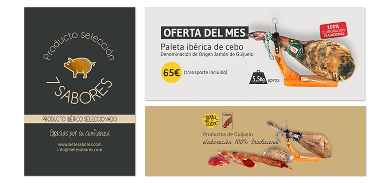 Logotipo y diseño de banner para venta de productos ibéricos 7 Sabores