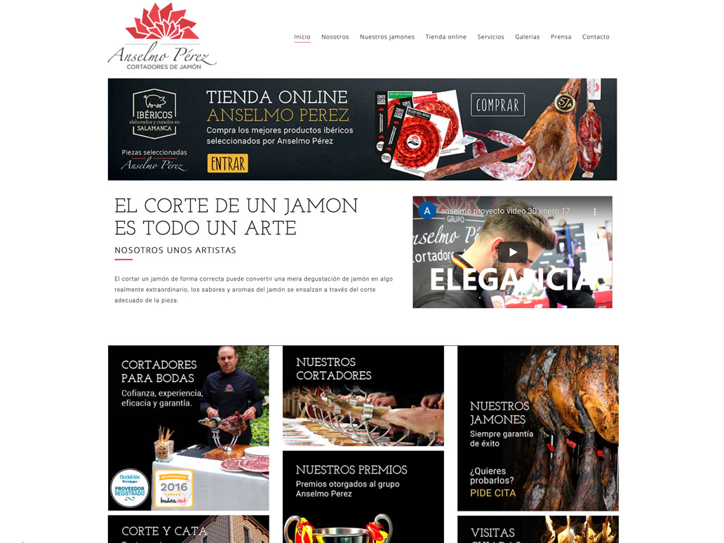 Diseño web de Anselmo Perez campeón España cortadores jamón Salamanca