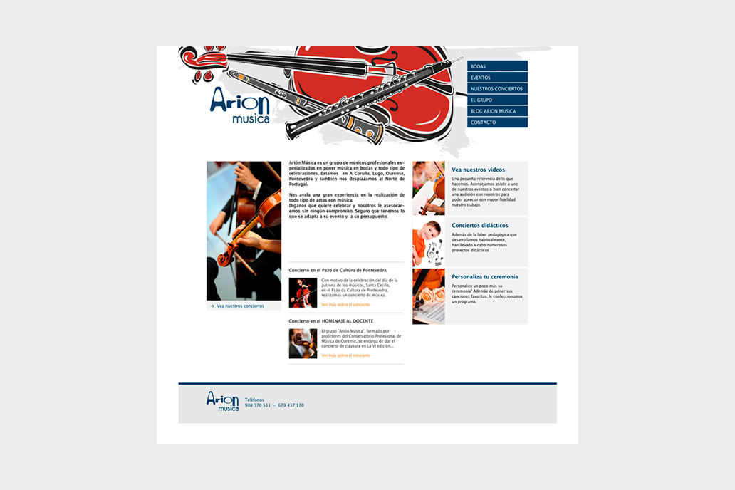 Diseño web Orión Música músicos profesionales bodas eventos Ourense