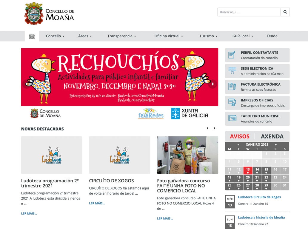 Diseño del portal web para el Concello de Moaña en Pontevedra