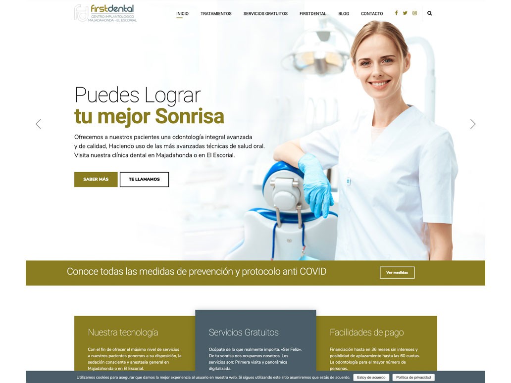 Diseño web Clínica Dental Firstdental Majadahonda y El Escorial Madrid