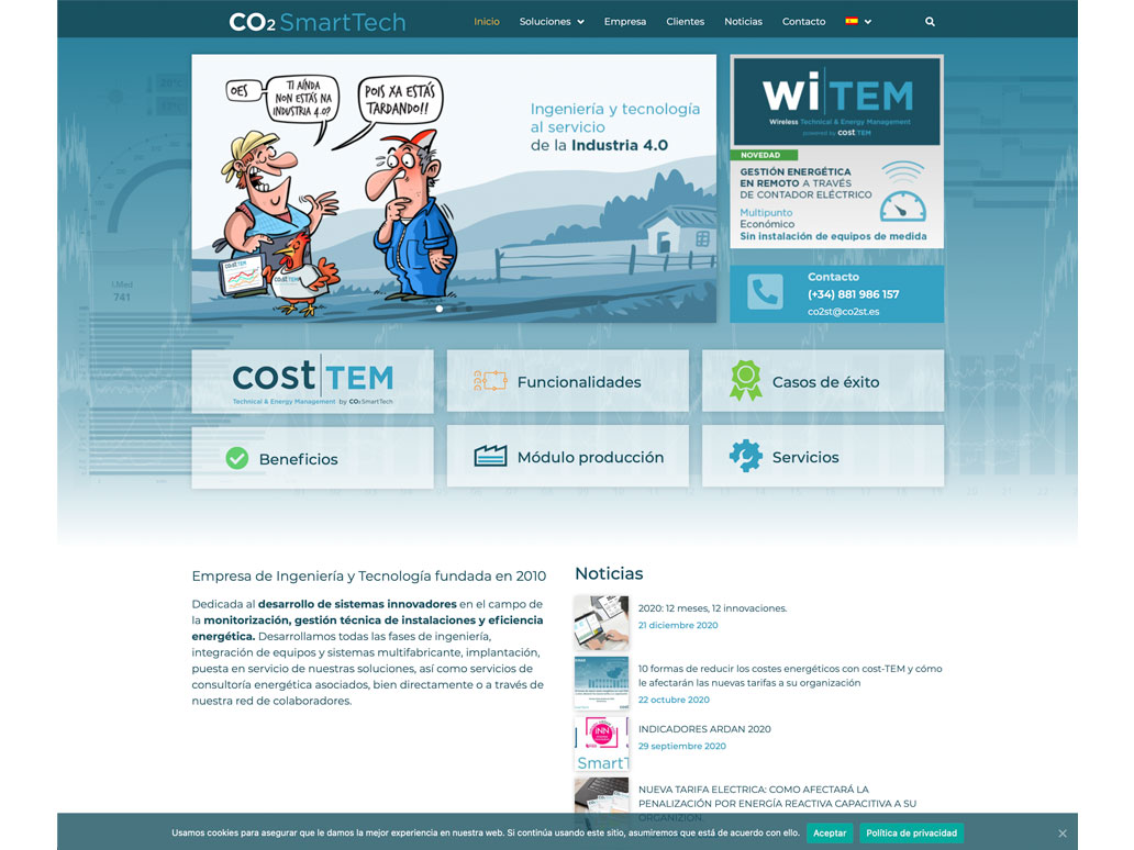 Página web Co2st-tem solución integral gestión energética Bueu Pontevedra