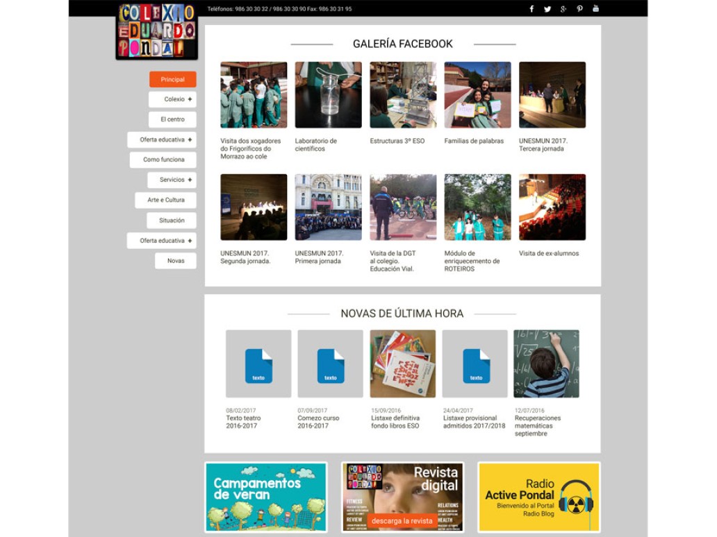 Diseño web Colegio Eduardo Pondal Cangas Pontevedra