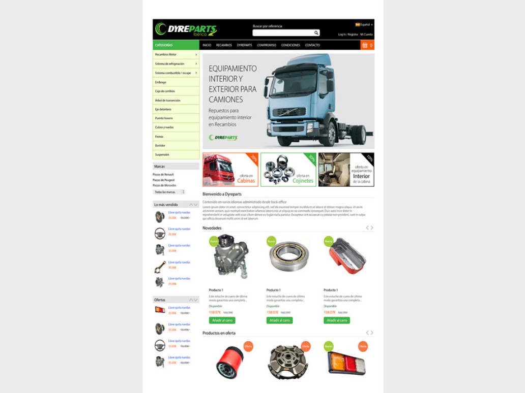 DyreParts Ibérica tienda online recambios de camión Prestashop Pontevedra