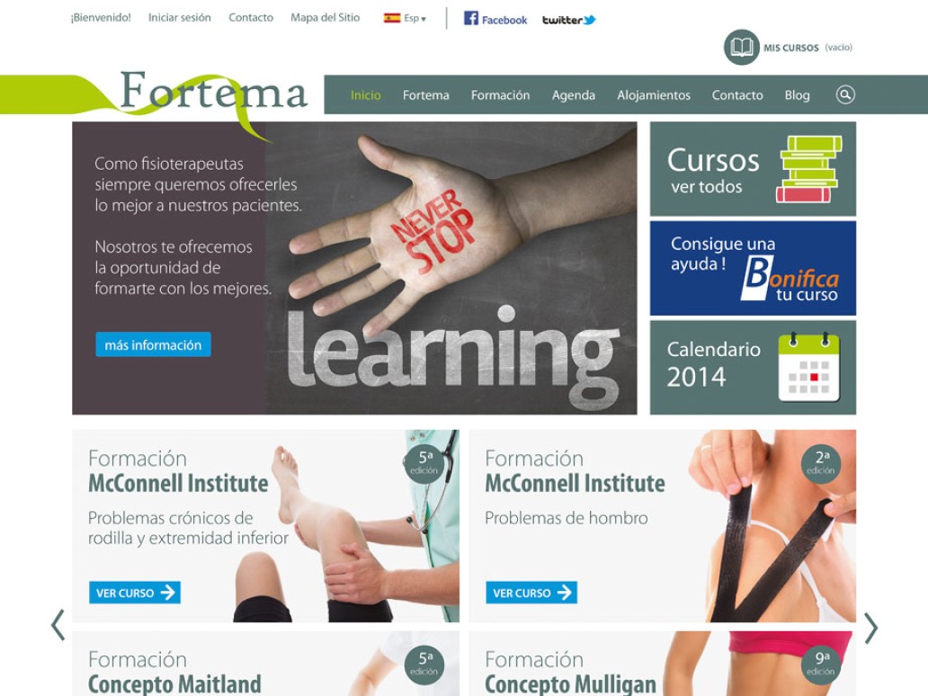 Diseño web cursos fisioterapia Fortema Pontevedra