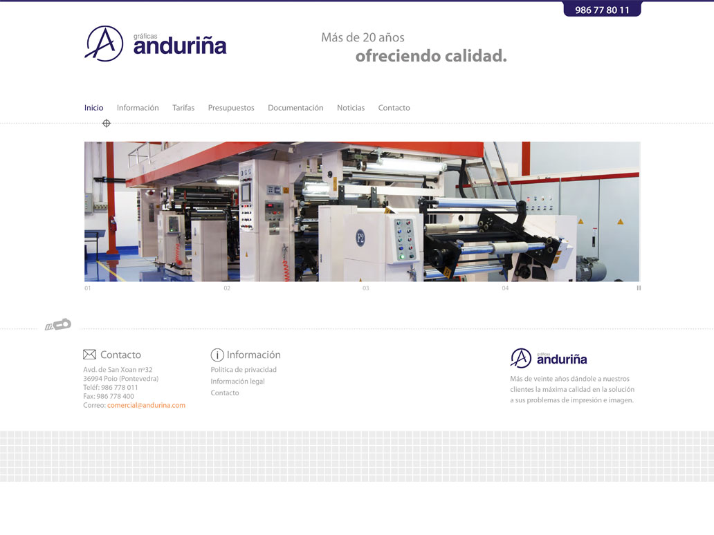 Diseño web Imprenta Gráficas Anduriña Poio Pontevedra