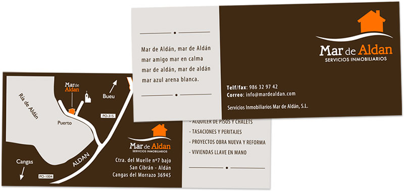 Inmobiliaria Mar de Aldán tarjetas de visita