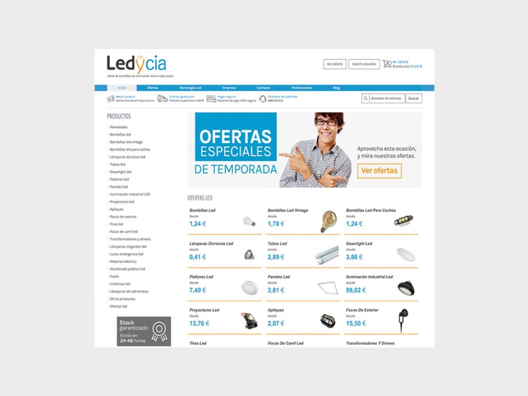 Diseño tienda online Ledycia venta bombillas LED Orense