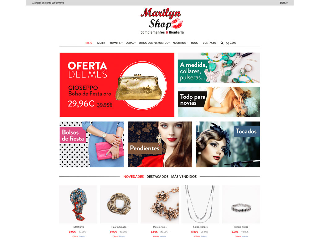 Marilyn Shop tienda online Prestashop venta complementos bisutería Pontevedra