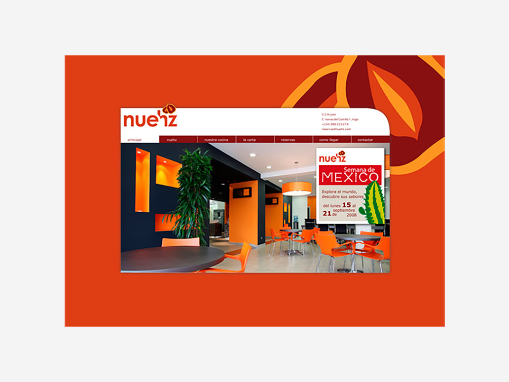 Propuesta gráfica web restaurante nuehz en Vigo, Pontevedra.