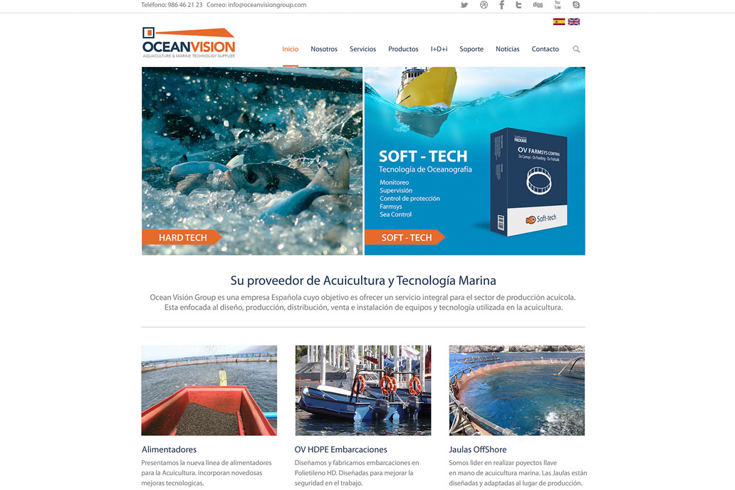 Página web Acuicultura tecnología marina Ocean Visión Vigo Pontevedra