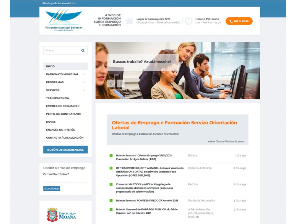 Portal web Patronato Municipal Beiramar Moaña Pontevedra