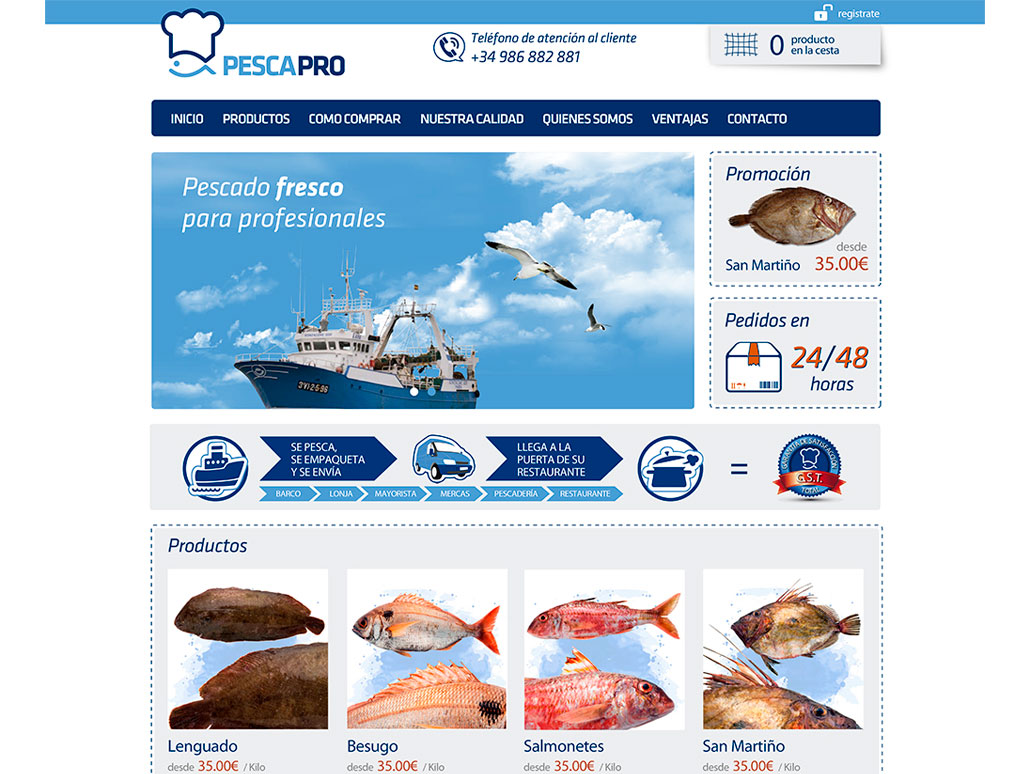 Pescapro tienda online pescado fresco profesionales Prestashop Marín Pontevedra