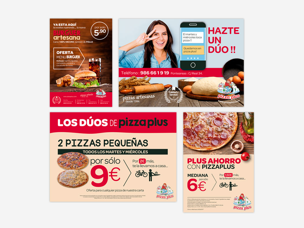 Diseño de folletos Pizzería PizzaPlus