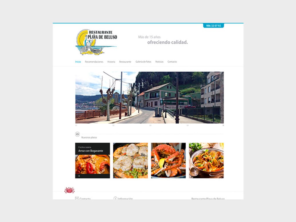 Página web restaurante Playa de Beluso Bueu Pontevedra