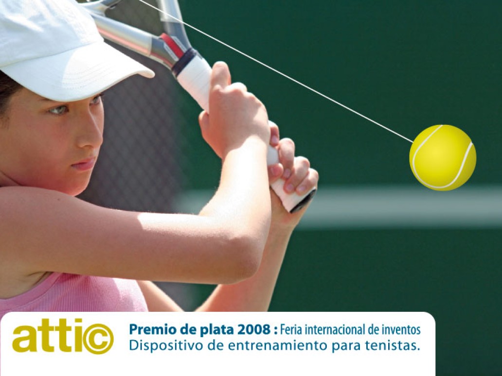 Publicidad de dispositivo para practicar el tennis