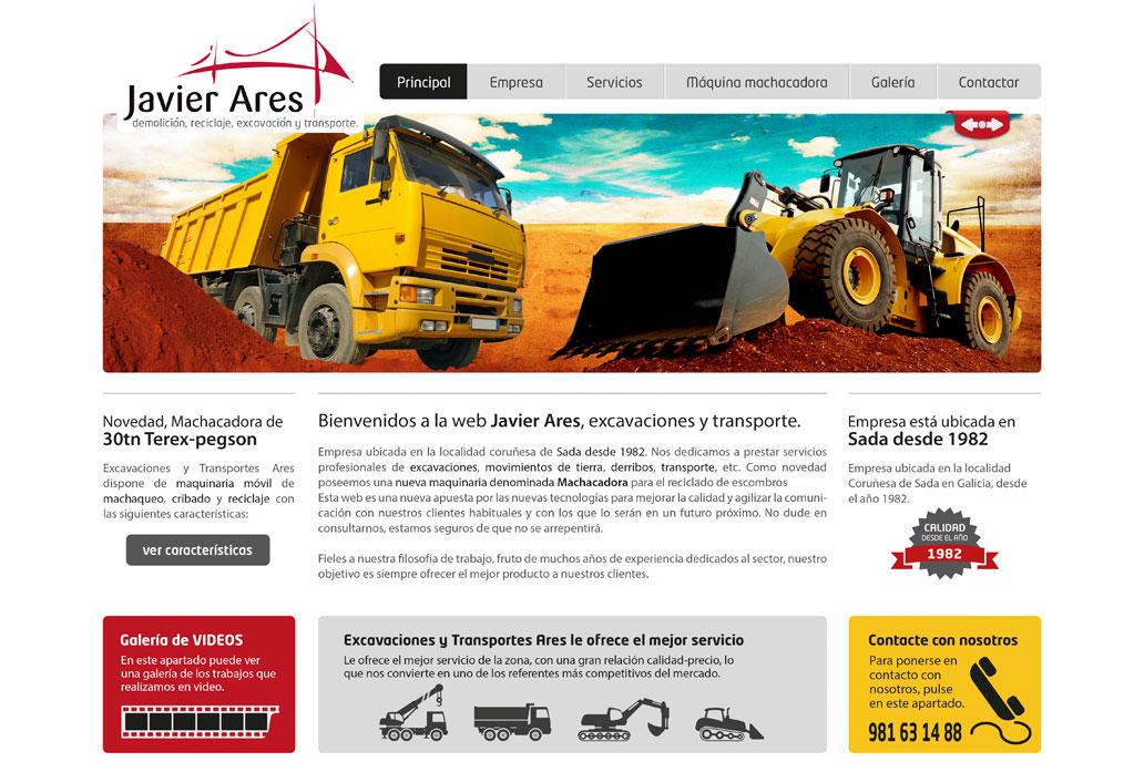 Página web Transportes Javier Ares A Coruña