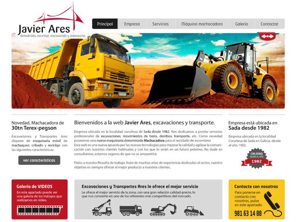Página web Transportes Javier Ares A Coruña