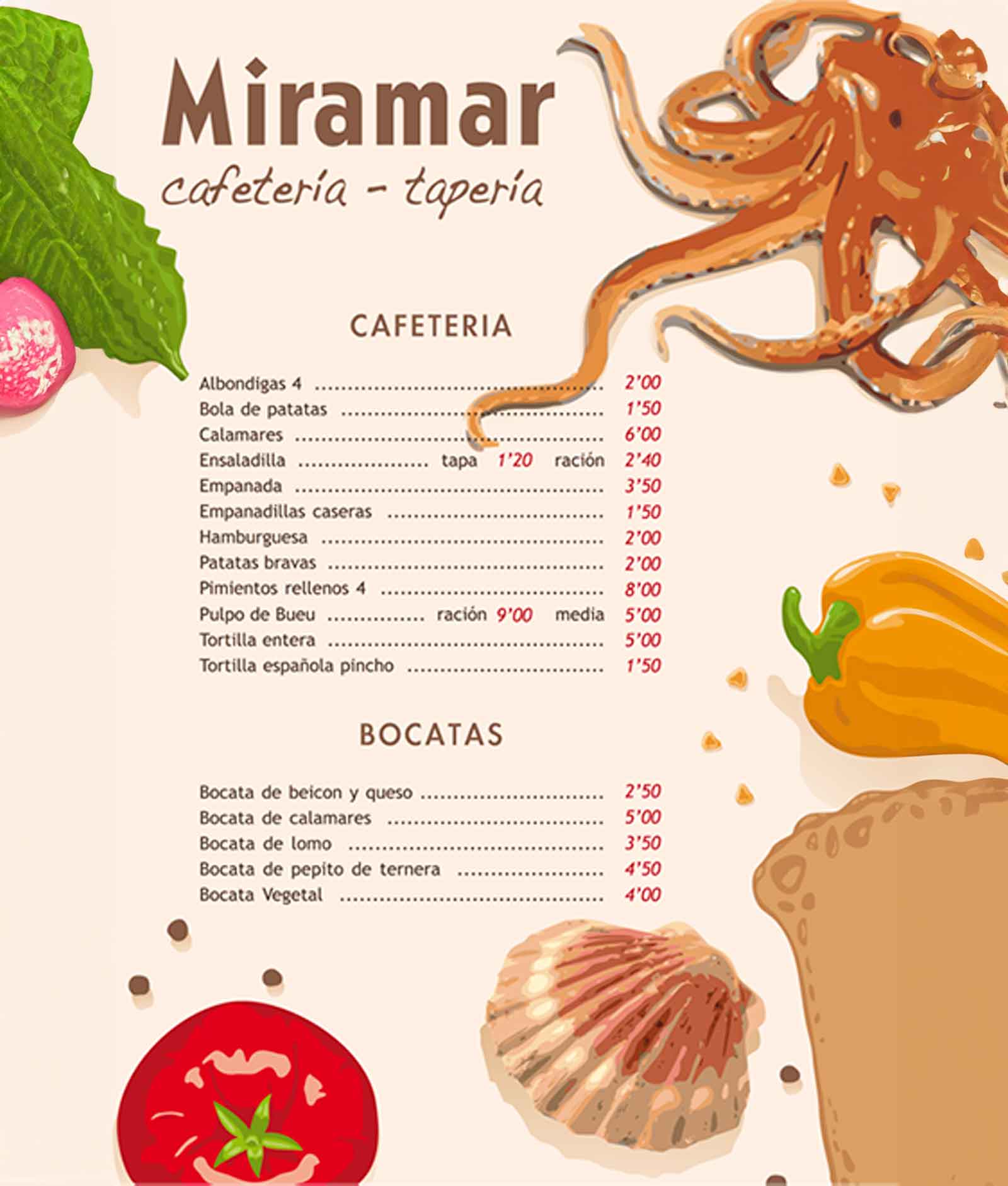 Cafetería Miramar en Bueu, Pontevedra.