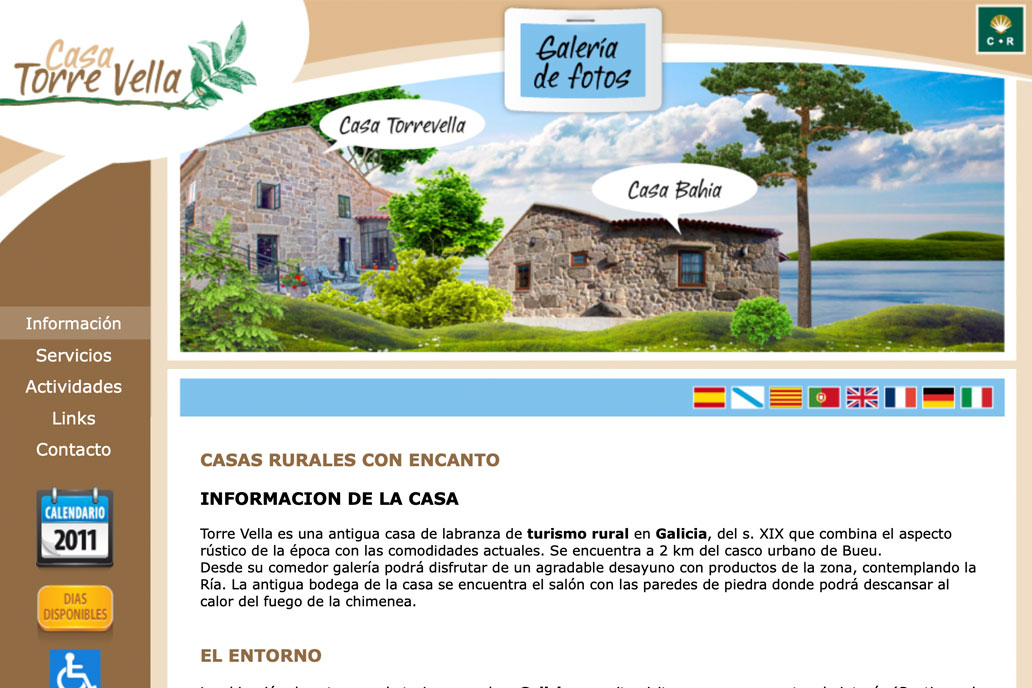 Diseño página web casa rural, Casa Torre Vella en Cela