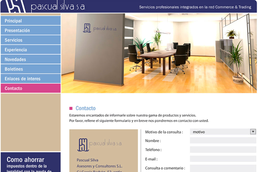 Diseño web Gabinete PASCUAL SILVA Asesores y Consultores en Vigo