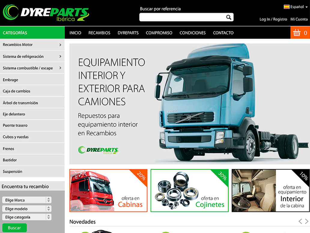 DyreParts Ibérica tienda online recambios de camión Prestashop Pontevedra