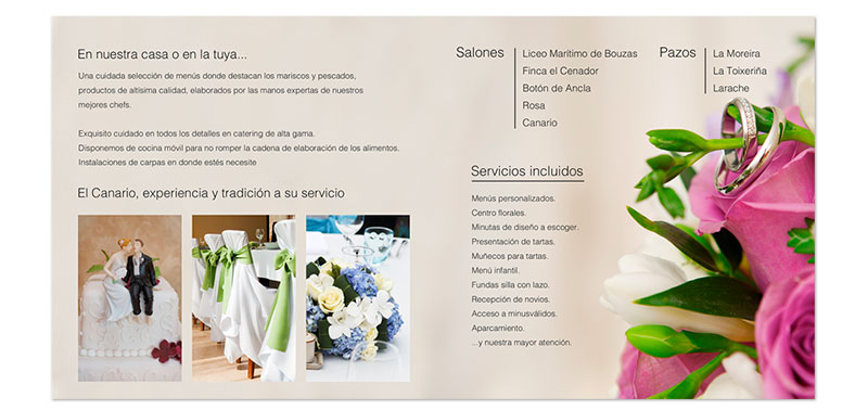 Folleto para bodas el canario Pontevedra