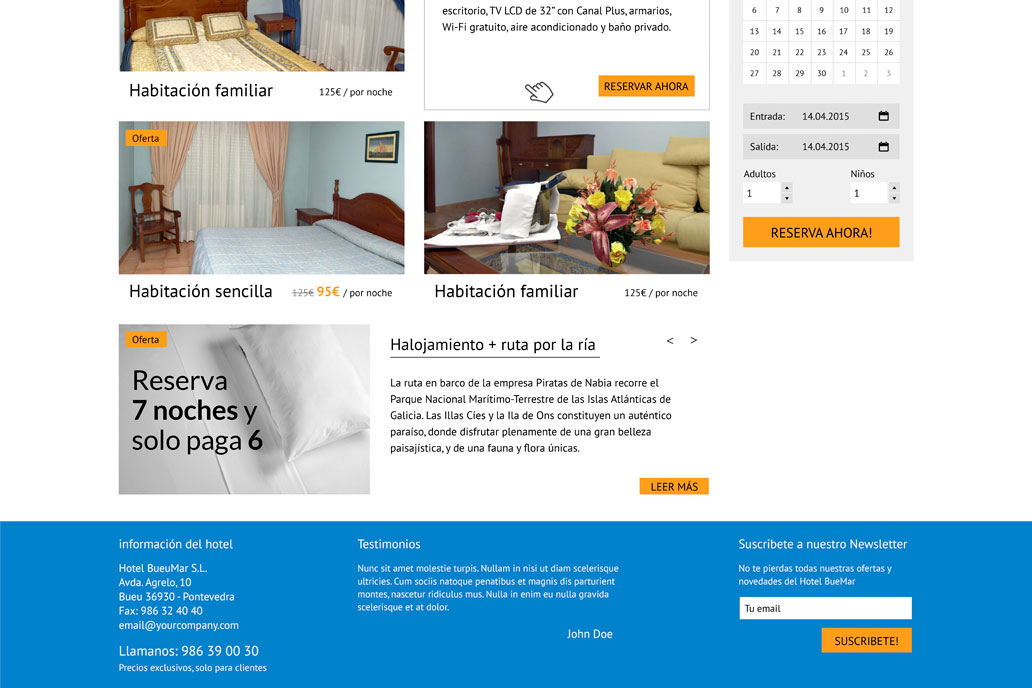 Diseño página web Hotel Bueumar