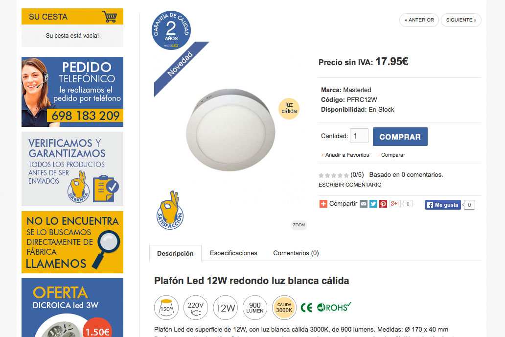 venta de iluminación led online Prestashop Orense.