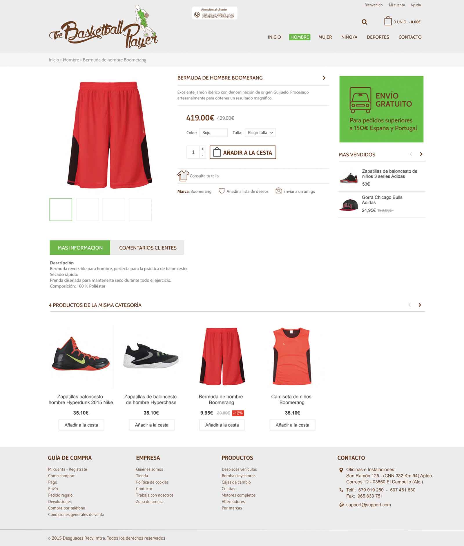 The Basketball tienda online venta ropa deportiva baloncesto Vigo Prestashop