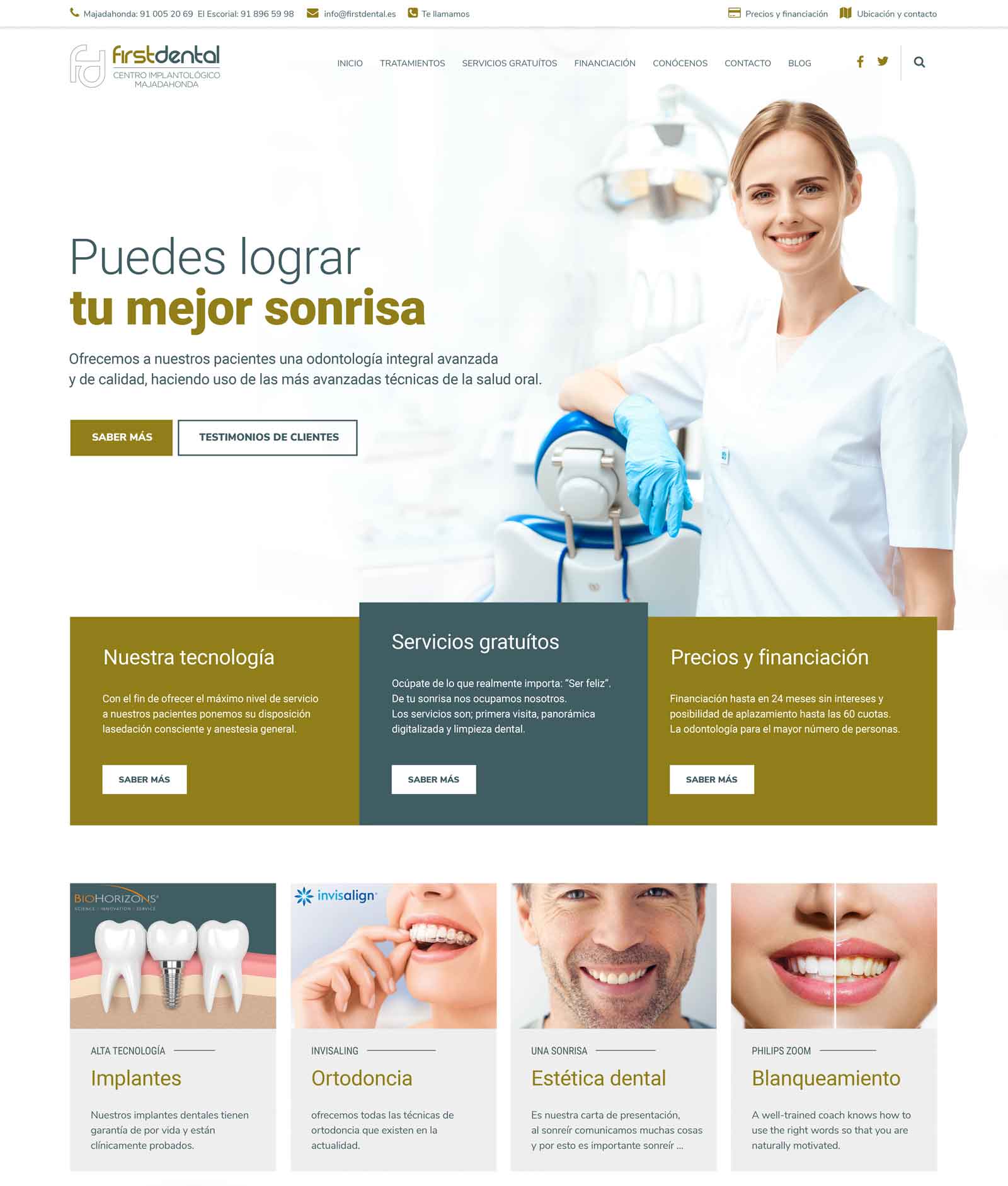 Diseño web Clínica Dental Firstdental Majadahonda y El Escorial Madrid