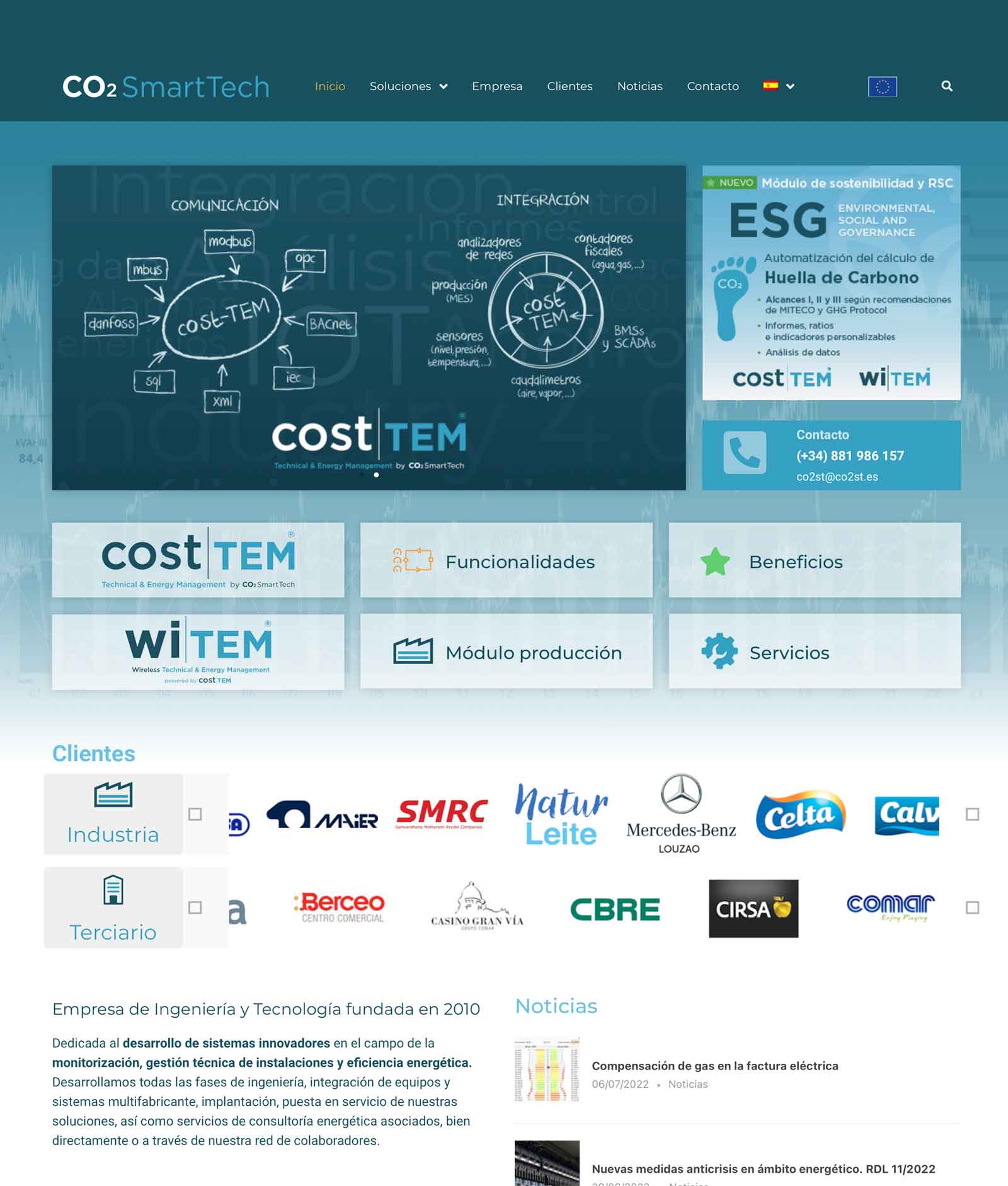 Página web Co2st-tem solución integral gestión energética Bueu Pontevedra